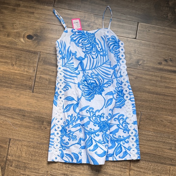 yellow denim dress Buttoned Front Tube — SUB TRADING Color:Blue Multi lightweight a barbie doll wearing